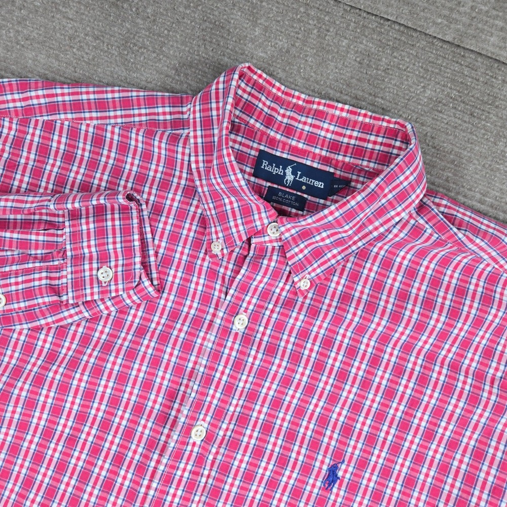 Ralph Lauren Mens XL Red Plaid Blake Cotton Button Down Shirt